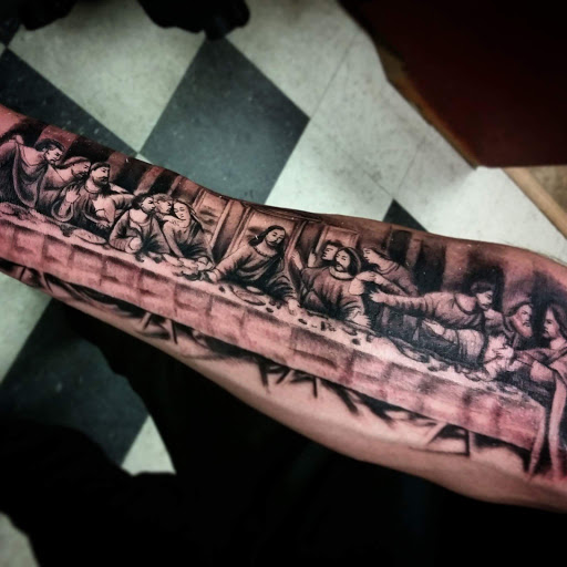Explore name chris tattoo ideas, creative tattoo ideas in Stevens Point, available at Mothers Approval Tattooing