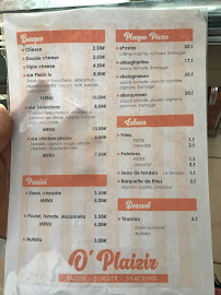 Menu du O’plaizir à Pierrelatte