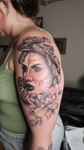 Explore viking tattoo sleeve ideas, creative tattoo ideas in Putnam, available at Moonstone Studio L.L.C.