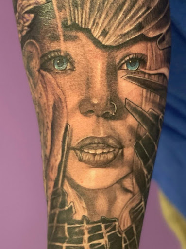 Explore music sleeve tattoo ideas, creative tattoo ideas in Riverton, available at ART OF THE HEART TATTOO & PIERCINGS - RIVERTON UT