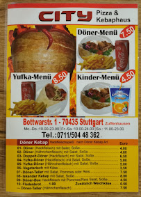 Restauration rapide City Kebap Zuffenhausen à Stuttgart (le menu)