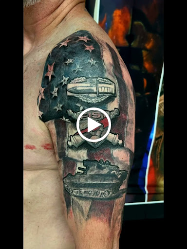 Explore semi truck tattoo ideas, creative tattoo ideas in Brunswick, available at Brunswick Tattoo Company