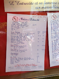 Le Relais de l'Entrecôte à Paris menu