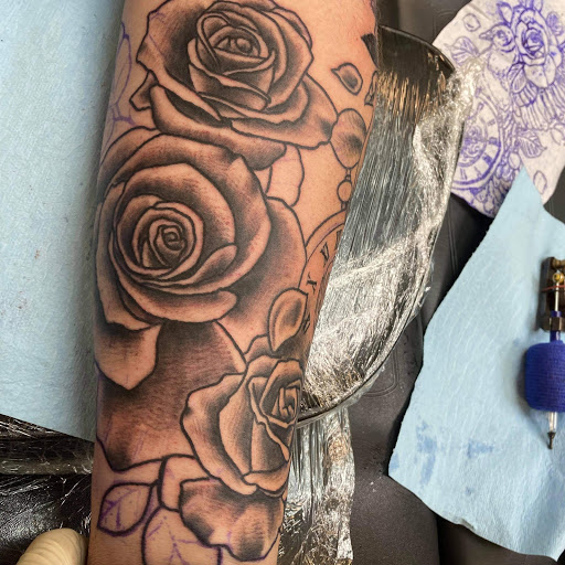 Explore grandson tattoo ideas, creative tattoo ideas in Mckinney, available at Borrowed Time Fine Art Gallery Tattoo Shop