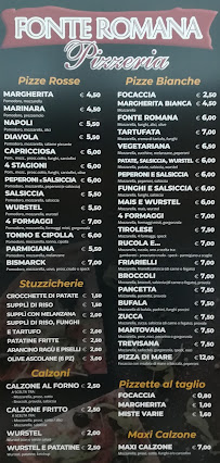 Menu / carte de Pizzeria Fonte Romana S.R.L.s. à Pescara
