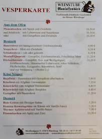 Menu du Maulaffenbäck à Würzburg
