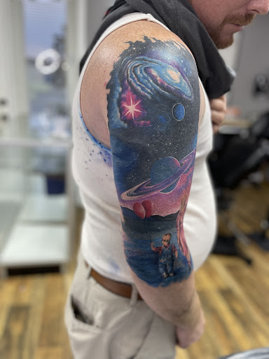 Explore tattoo sleeve filler ideas for a woman, creative tattoo ideas in Huntington, available at Golden Dagger Tattoos and Piercings