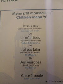 Restaurant Brasserie de la mer à Calais menu