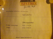 Menu du Bistro Zur Elka-Werft à Werder