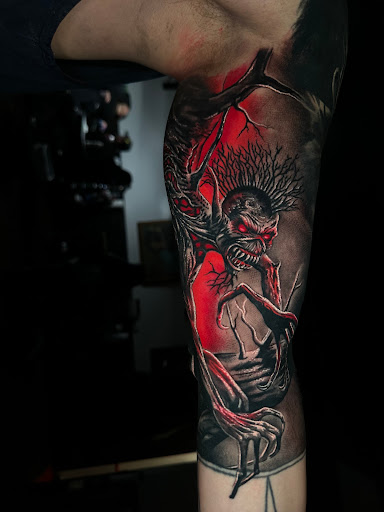 Explore fire force tattoo ideas, creative tattoo ideas in Corona, available at Crop Circles Tattoo Studio