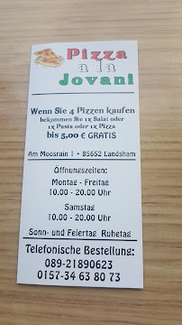 Pizzeria Pizza a la Jovanni à Pliening (la carte)