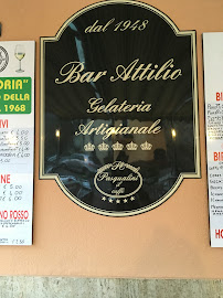 Carte du Bar Attilio 1948 Gelateria Artigianale Bistrot pizzeria à Villanova d'Albenga