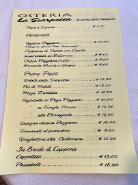 Menu du Osteria La Scarpetta à Reggio Emilia