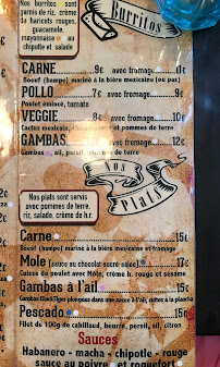 Toloache à Paris menu
