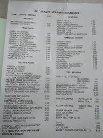 Trattoria Albergo Pizzeria Veranda Barabasca à Fiorenzuola d'Arda menu