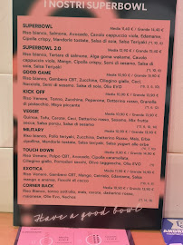 Restaurant hawaïen SuperBowl à Savona (le menu)