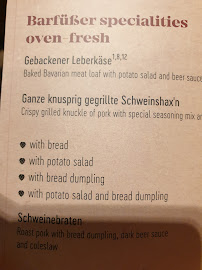 Barfüßer Hausbrauerei Weissenhorn à Weißenhorn menu
