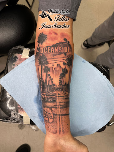 Explore wrap around arm tattoo ideas, creative tattoo ideas in San Diego, available at Wylde Sydes Tattoo & Body Piercing