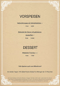 Menu / carte de Gutsschänke Am Weiher à Partenheim
