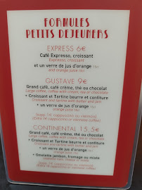 Restaurant français Café Gustave à Paris (le menu)