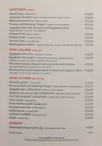 Menu du Da Angelina à Trieste