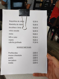 Menu du Casa Arede à Alcofra
