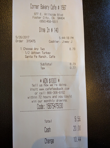 Cafe «Corner Bakery Cafe», reviews and photos, 977 E Hillsdale Blvd, Foster City, CA 94404, USA