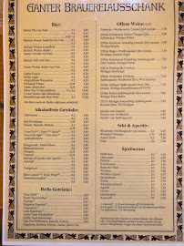 Menu / carte de Ganter Brauereiausschank à Freiburg im Breisgau