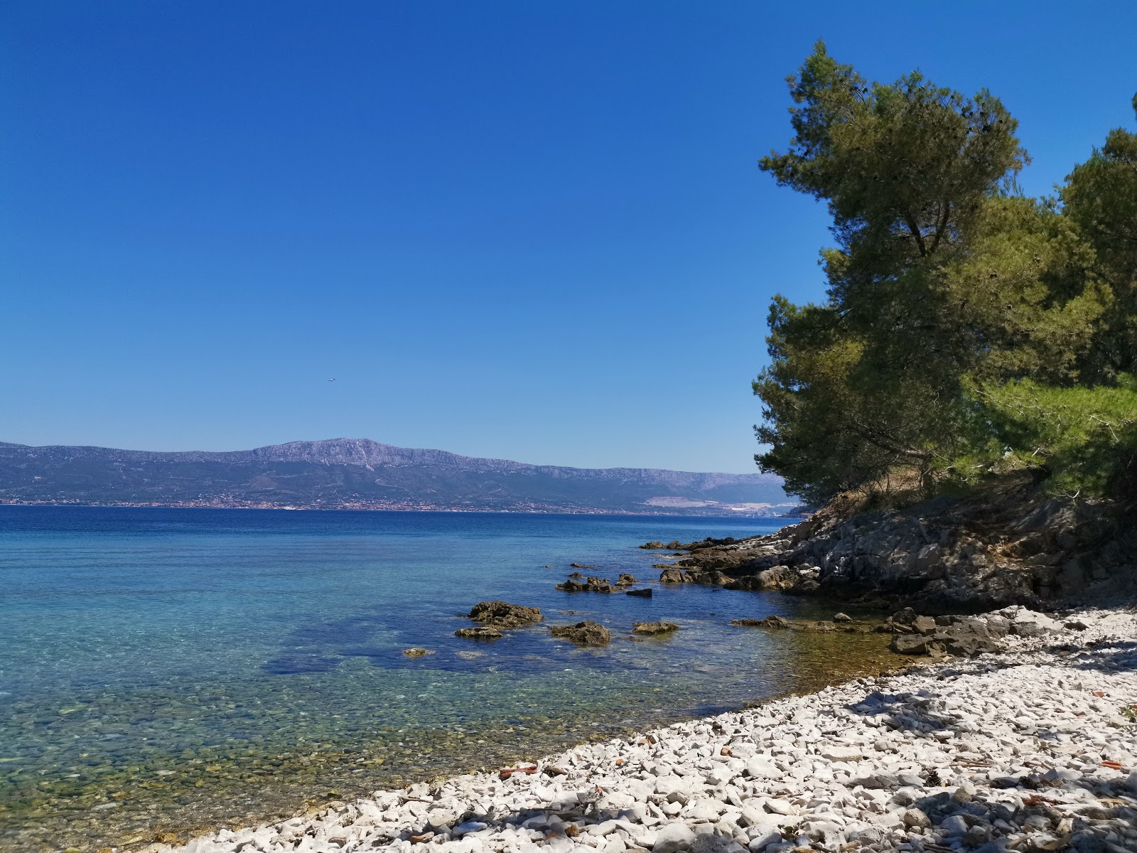 Foto van Dimitry beach met beige kiezelstenen oppervlakte