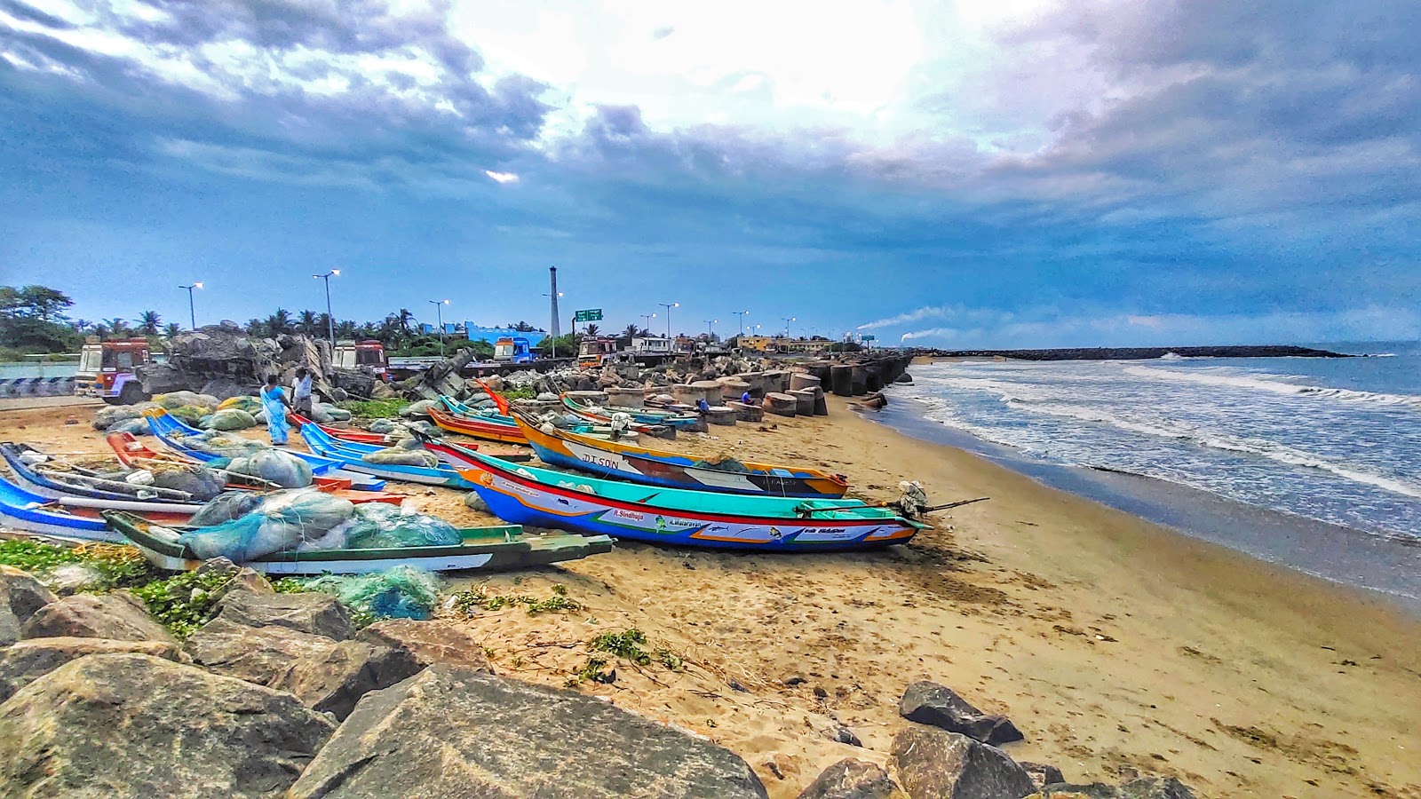 Foto von Bharathiyar Nagar Beach mit etwas sauber Sauberkeitsgrad