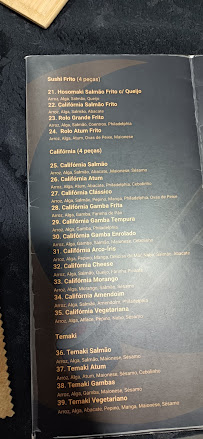 Restaurant asiatique Restaurante Lua à Carvalhosa (le menu)