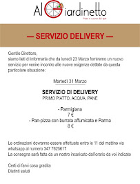 Carte du Al Giardinetto Oderzo - Pizza e Cucina à Oderzo