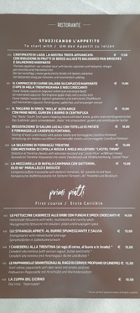 Menu du Ristorante al caminetto à Molveno