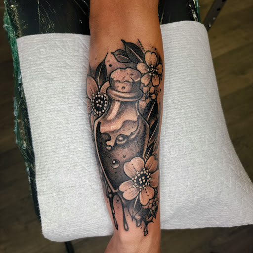 Explore portrait sleeve tattoo ideas, creative tattoo ideas in Brunswick, available at Black Element Tattoo