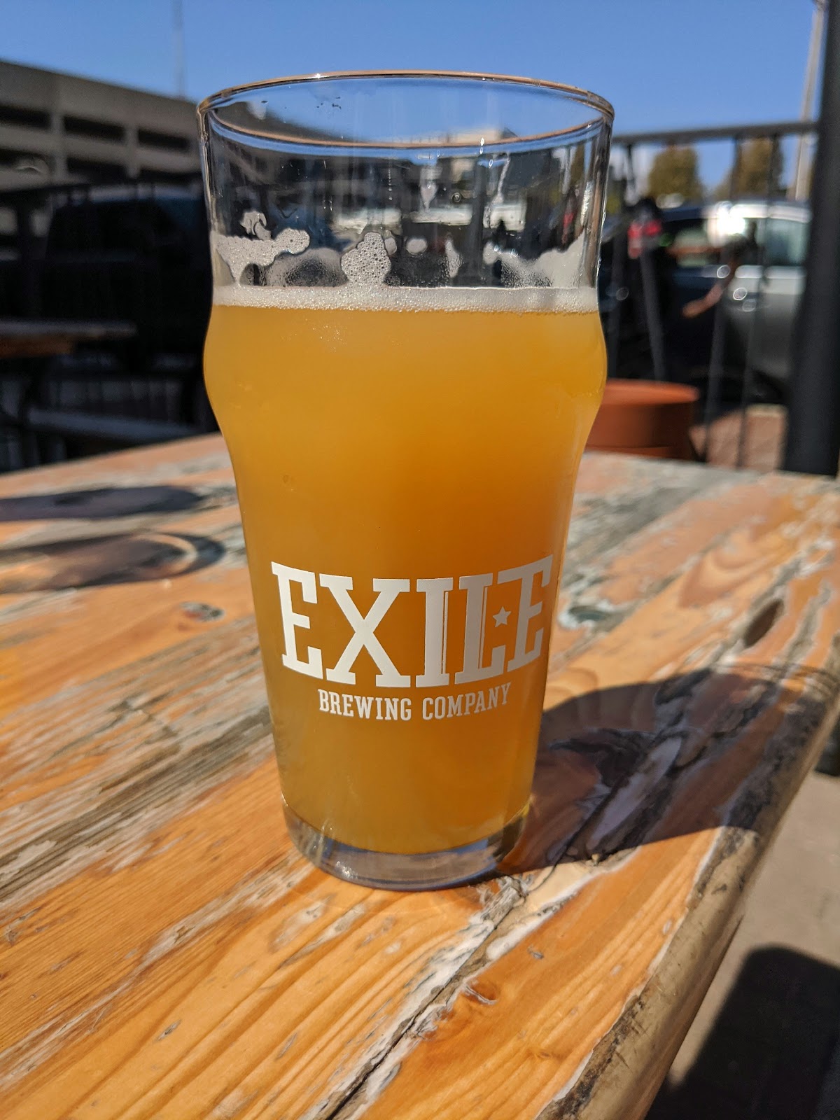 A pint of beer on a bar