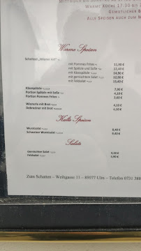 Zum Schatten - Ulm à Ulm menu