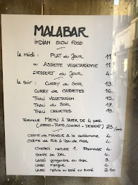 Menu du Le Malabar à Bordeaux