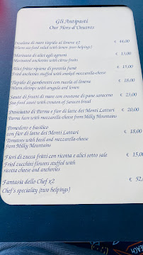 Carte du Ristorante Lido Azzurro à Amalfi