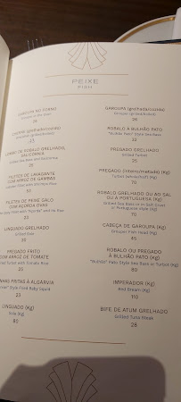 Nunes Real Marisqueira à Lisbon menu