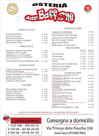 Menu du Osteria Dar Baffone à Fiumicino