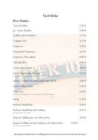 Restaurant Pier 10 à Wismar (le menu)