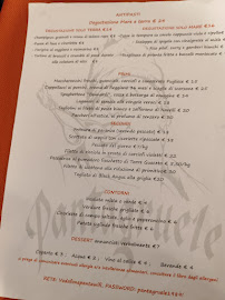 Menu / carte de Pantagruele à Brindisi