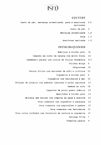Menu / carte de ISKO à Matosinhos