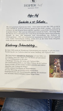 Menu / carte de Jausenstation Hoferhof à Tscherms