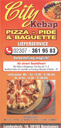 Restaurant de döner kebab City Kebap Haus à Bergkamen - menu / carte