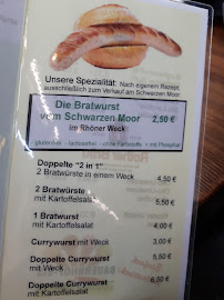 Restaurant Information & Kiosk Schwarzes Moor à Fladungen (le menu)