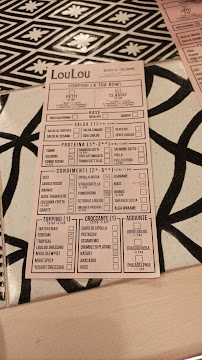 Menu / carte de Loulou Poke - Albinea à Chiesa Albinea