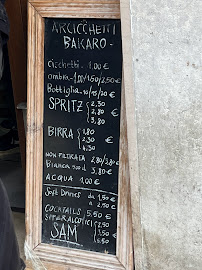 Bar à vin Bacareto da Lele à Venice - menu / carte