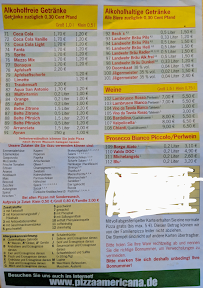 Pizzeria Pizzeria Americana à Nuremberg (le menu)