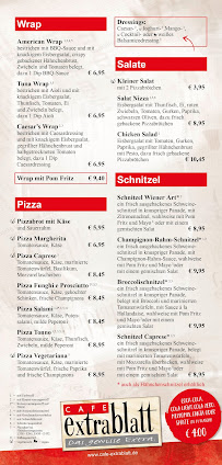 Menu / carte de Cafe Extrablatt Minden à Minden